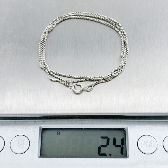 Vintage NC Sterling Silver 925 1.1mm Box Chain Necklace 16.75" - Picture 3 of 3